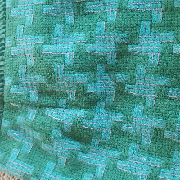 Boden Kelly and Turquoise Basketweave Wool Pencil Skirt sz 2 - Picture 2 of 6